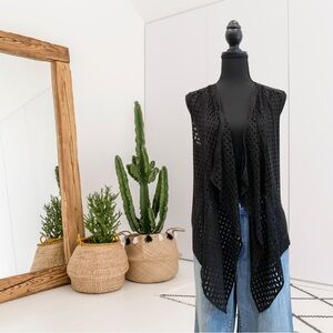 Alberto Makali Sleeveless Laser Cut Perforated Faux Suede Vest